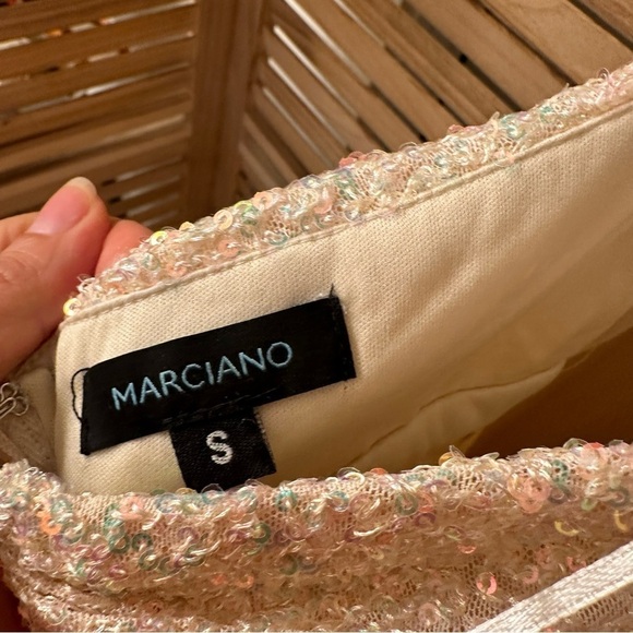 Marciano Sequin Long Gown in cream size S - Picture 8 of 8